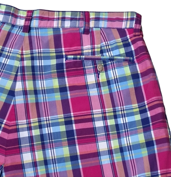 VINTAGE 1980s 1990s Polo Ralph Lauren Pink Plaid Madras Golf Summer Shorts 36 - Picture 4 of 6